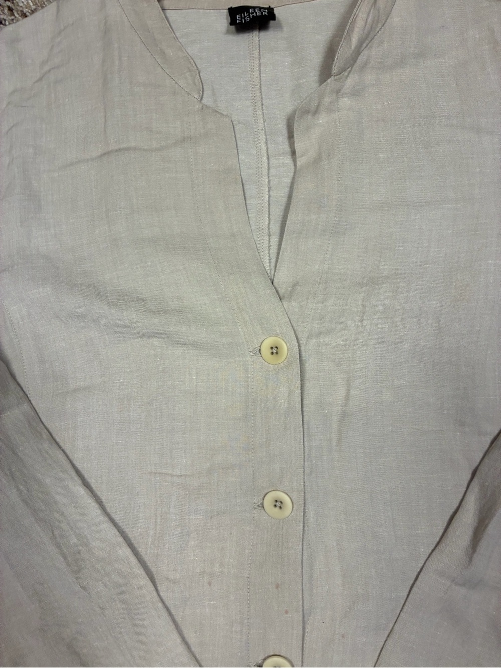 Eileen Fisher Linen Blend 3 Button Lightweight Jacket - Picture 3 of 10